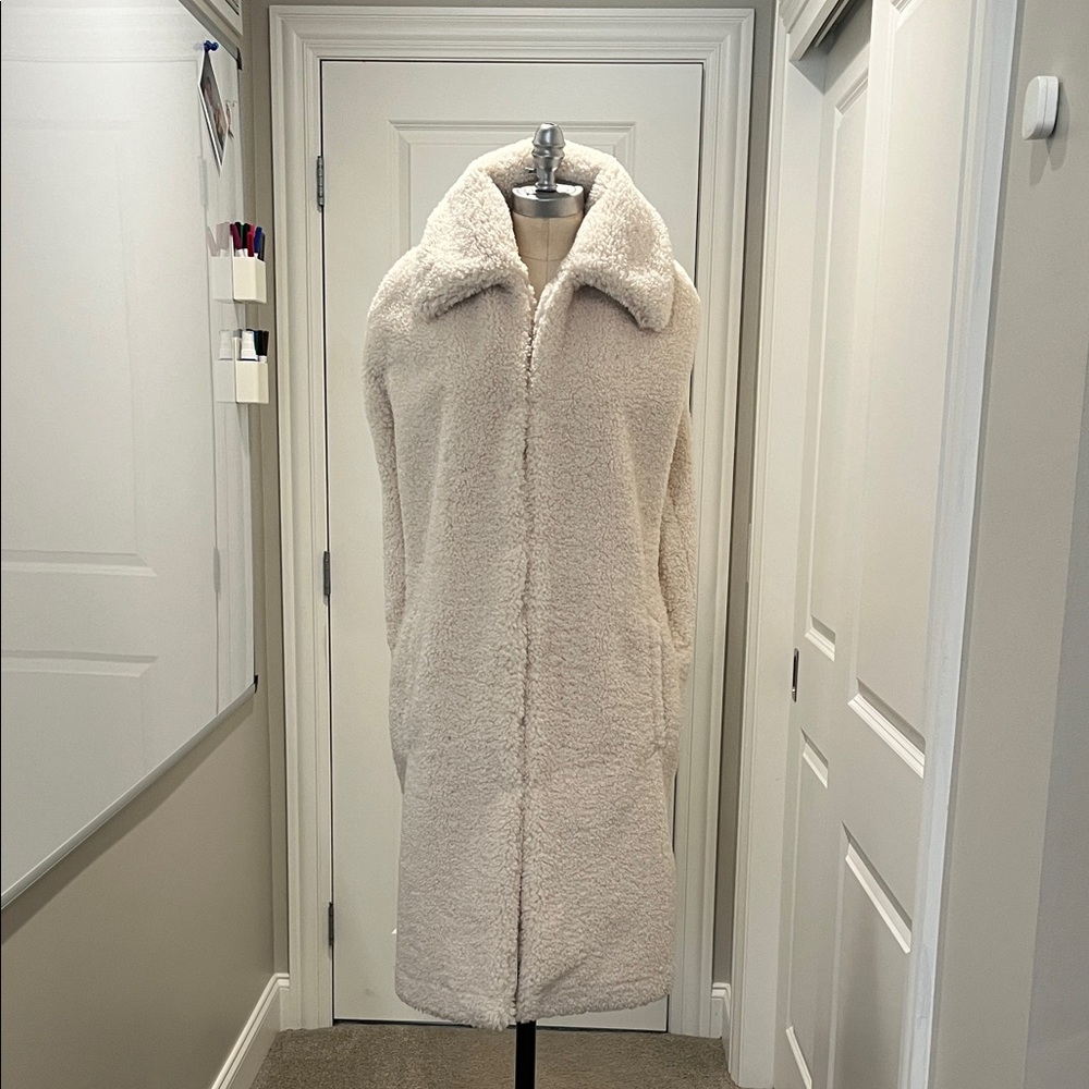 Maje Off-White Teddy Cape